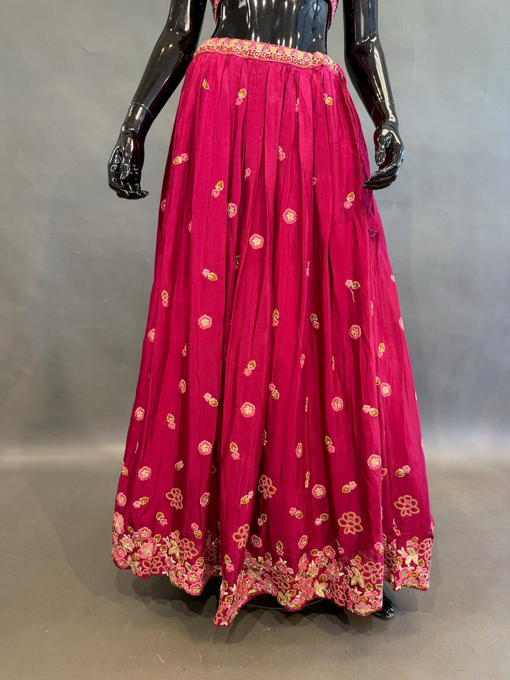 Magenta Pink Embroidered Lehenga