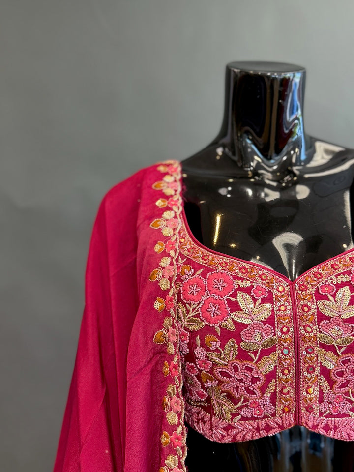 Magenta Pink Embroidered Lehenga