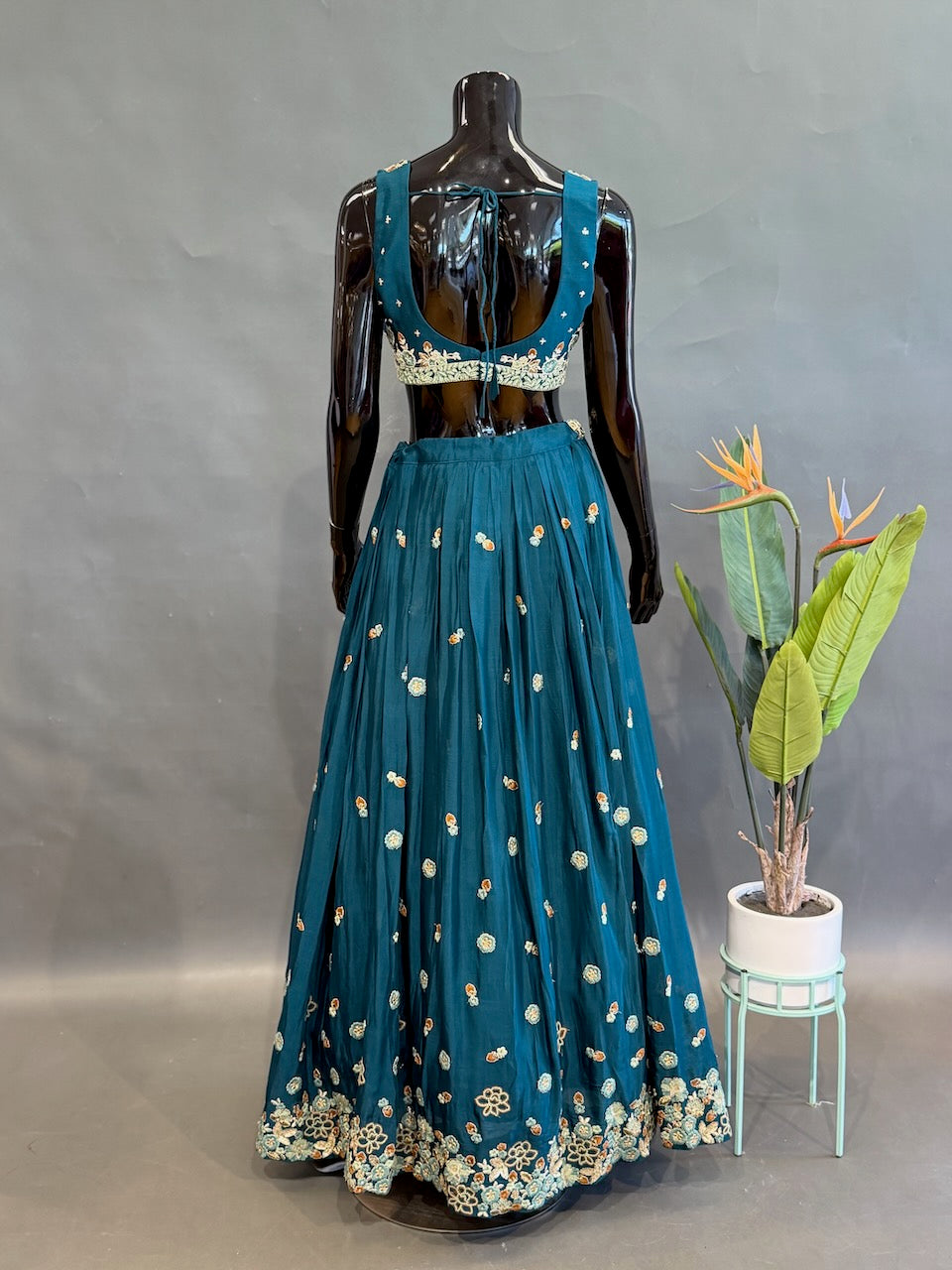Teal Embroidered Lehenga set