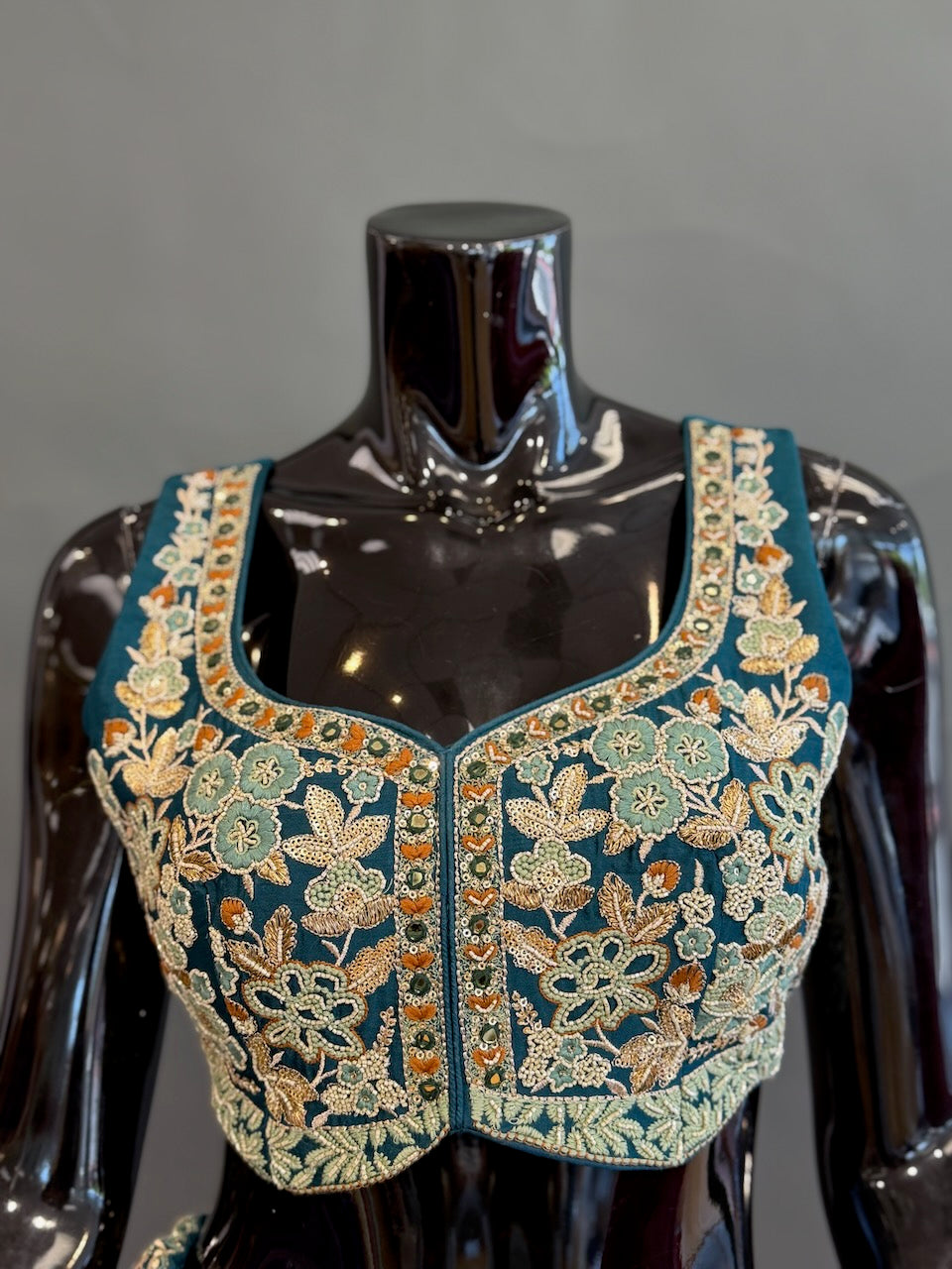 Teal Embroidered Lehenga set