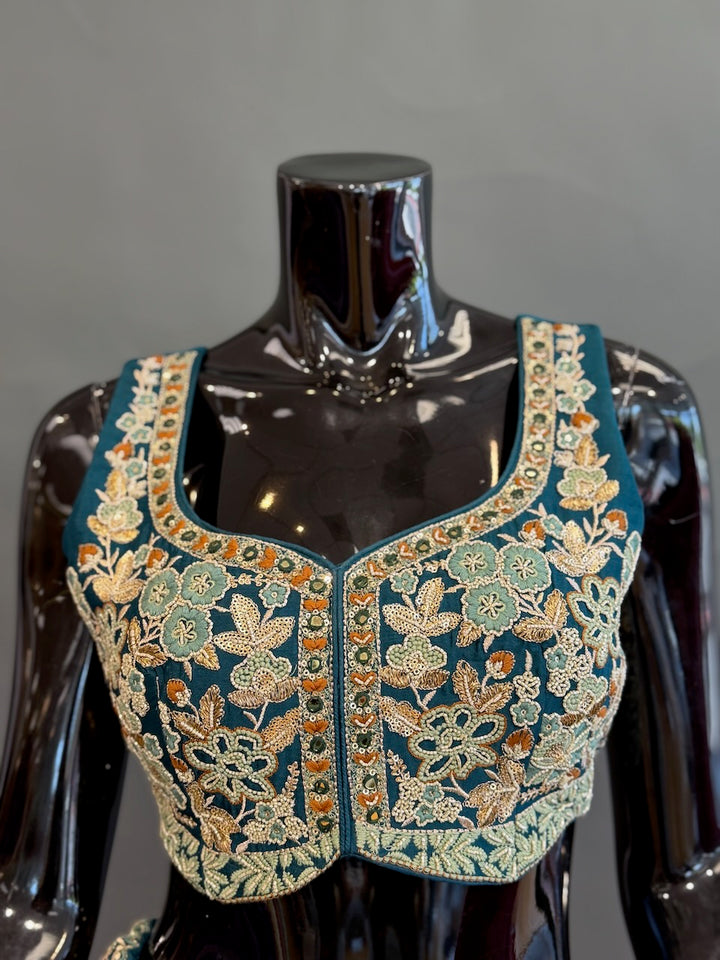 Teal Embroidered Lehenga set