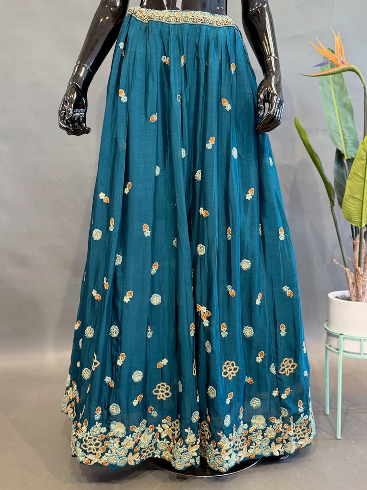Teal Embroidered Lehenga set