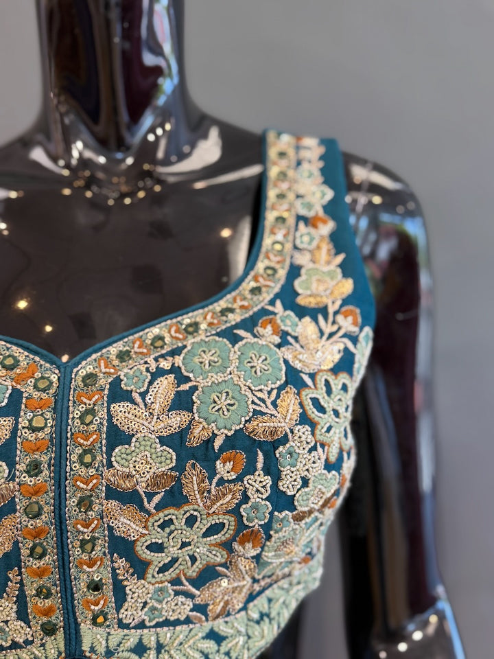 Teal Embroidered Lehenga set