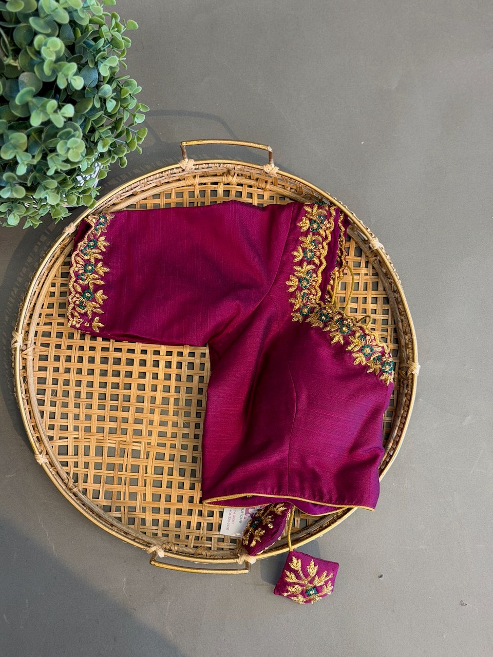 Plum Blouse With Zardosi Embroidery