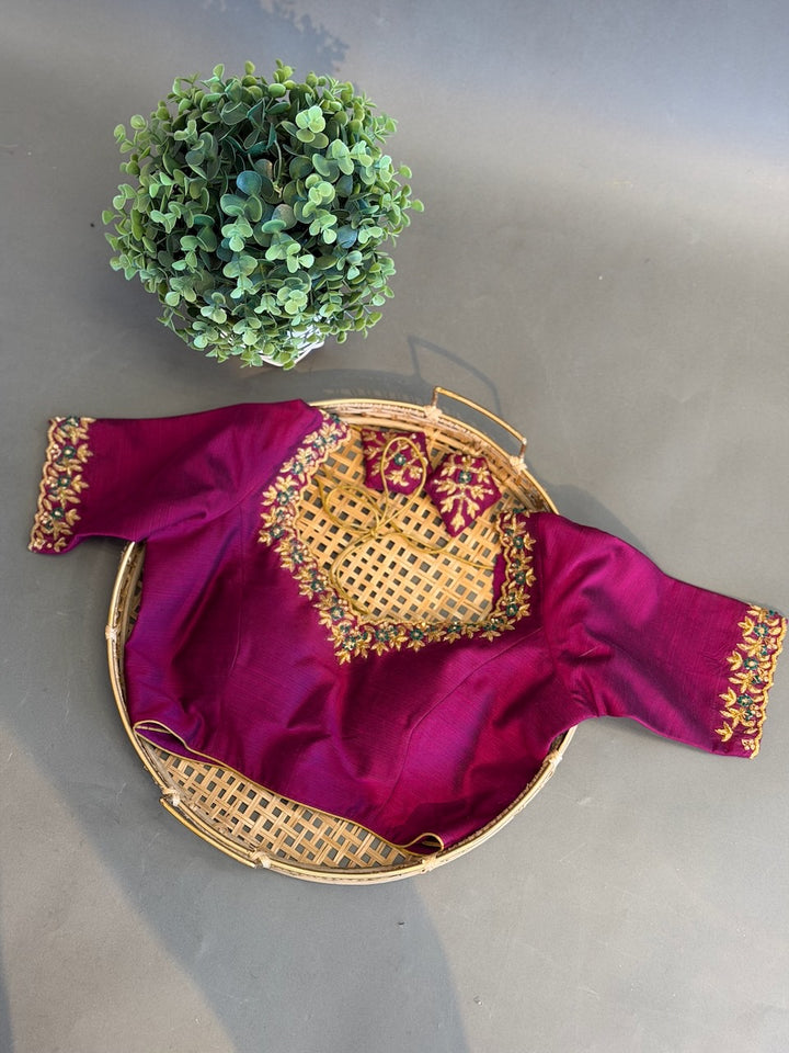 Plum Blouse With Zardosi Embroidery