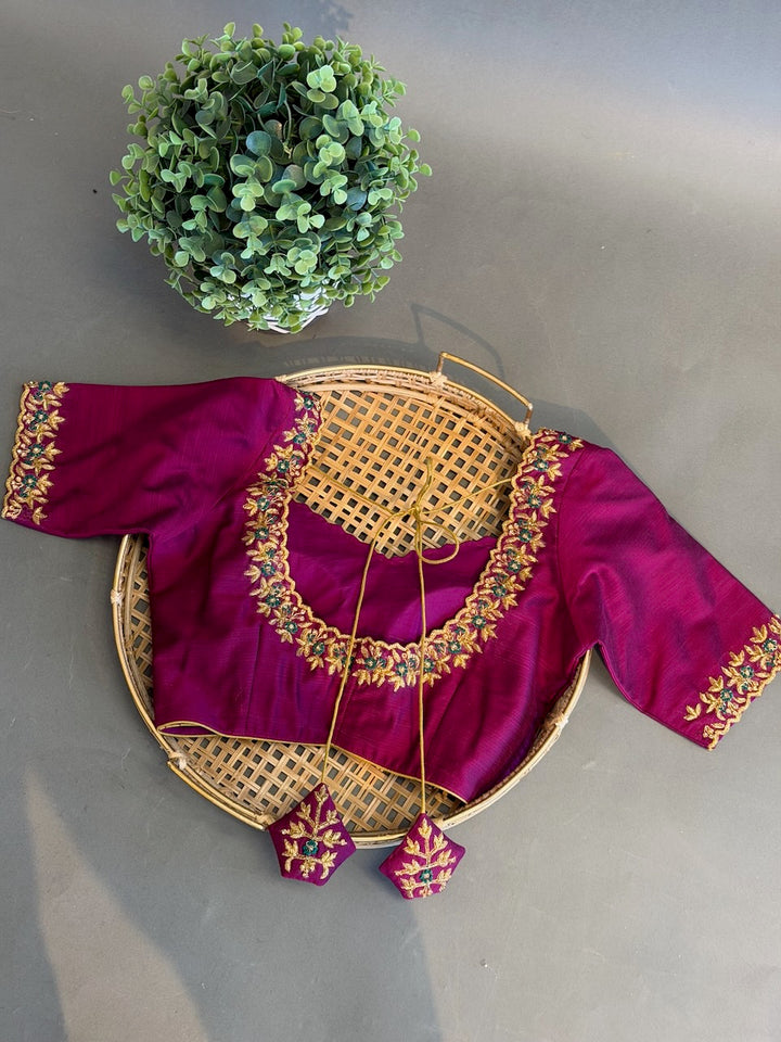 Plum Blouse With Zardosi Embroidery