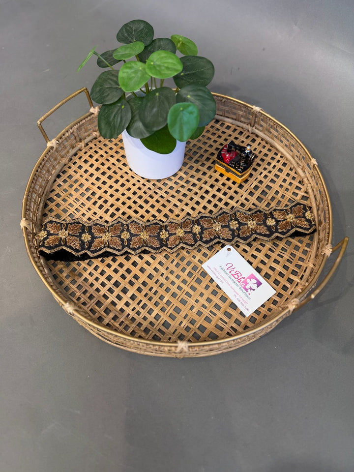 Black Embroidered Belt
