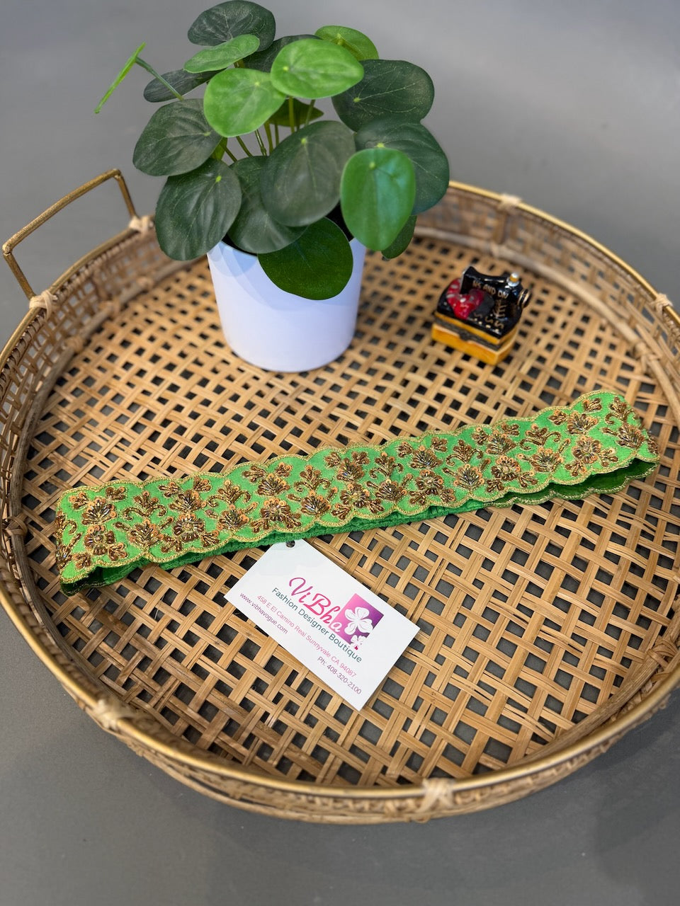 Green Embroidered Belt