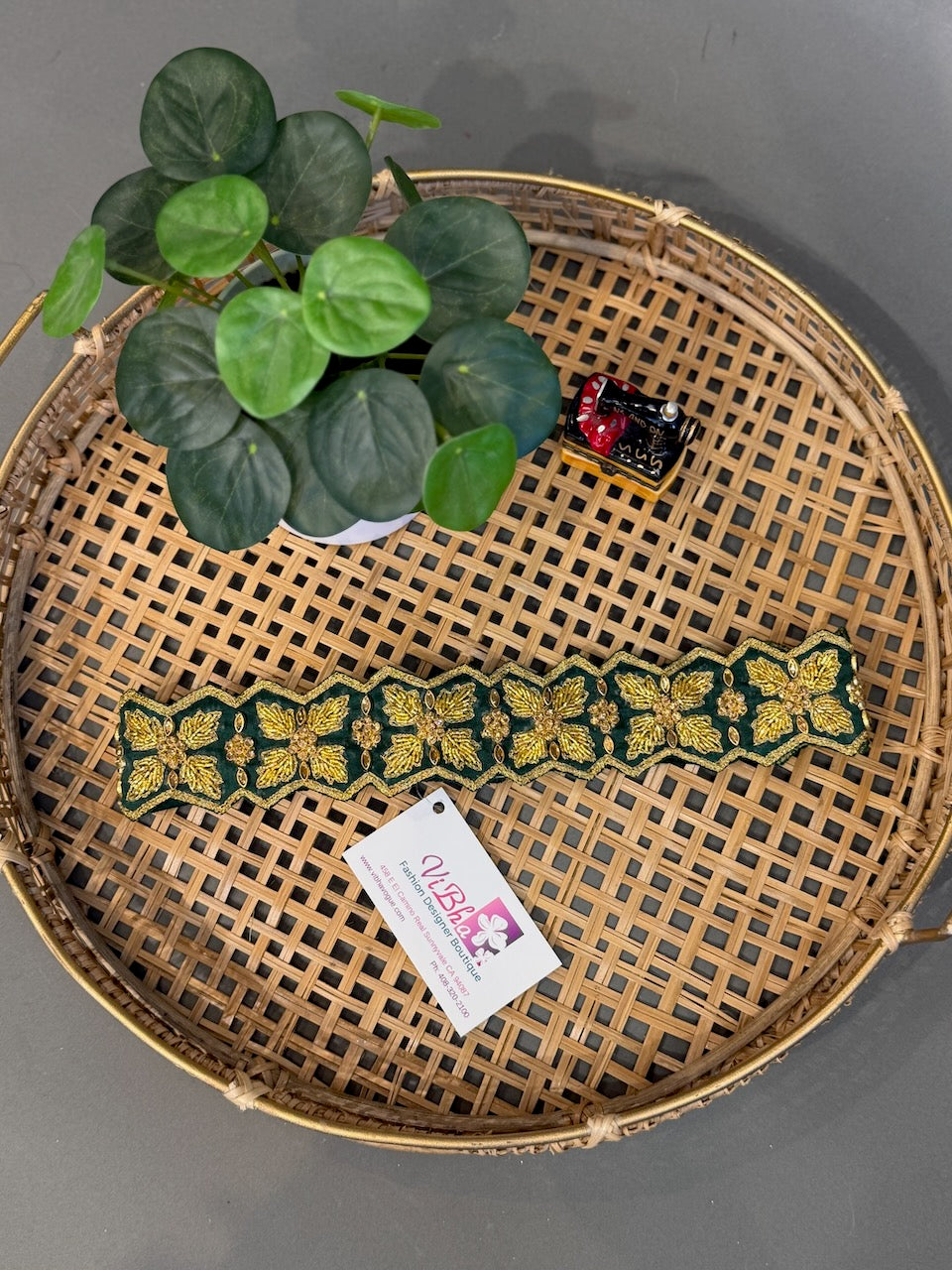Deep Green Embroidered Belt