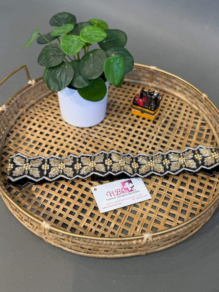 Black Embroidered Belt