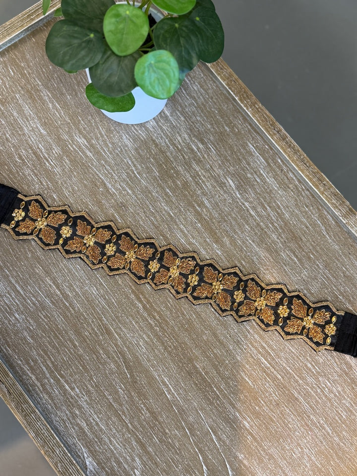 Black Embroidered Belt