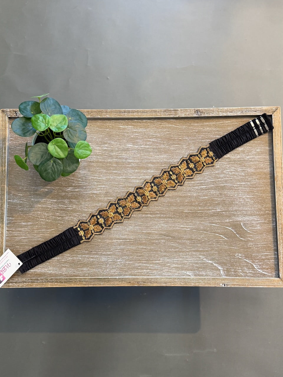 Black Embroidered Belt