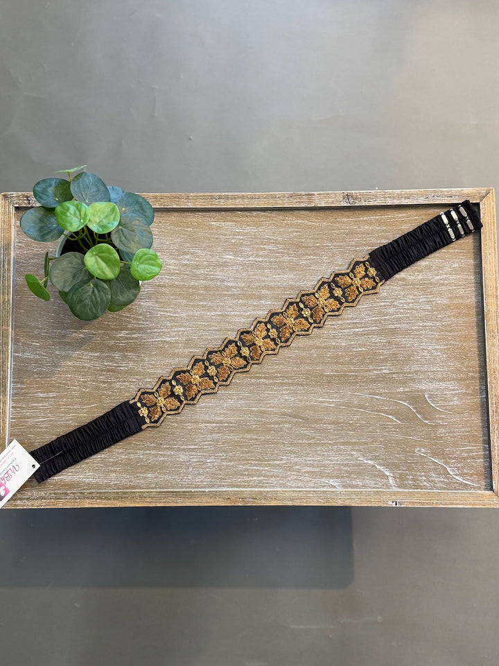 Black Embroidered Belt