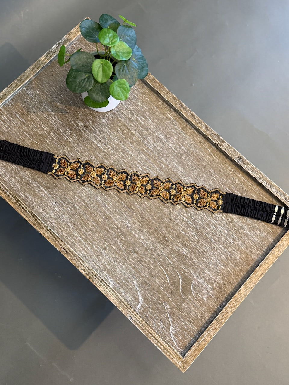 Black Embroidered Belt