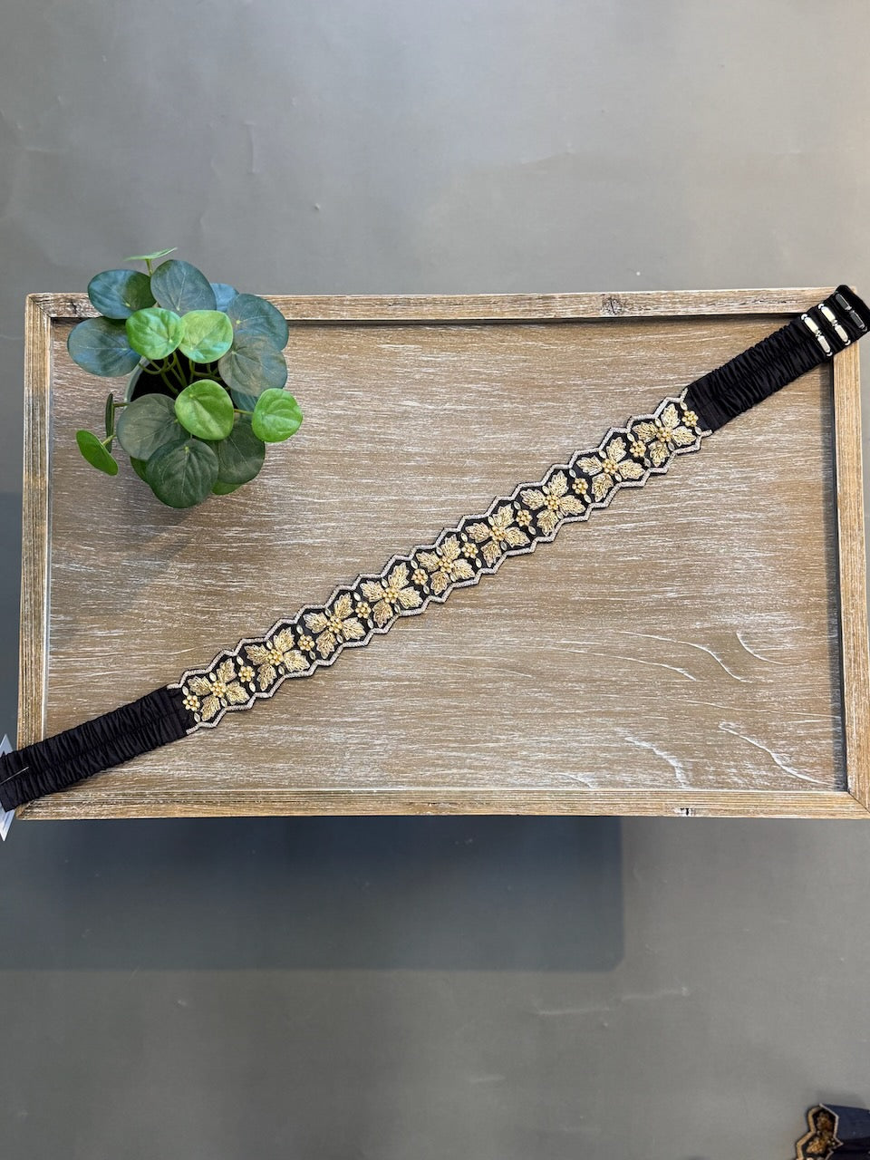 Black Embroidered Belt