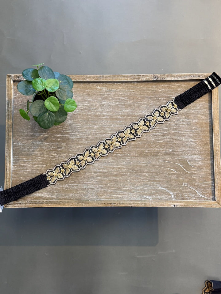 Black Embroidered Belt