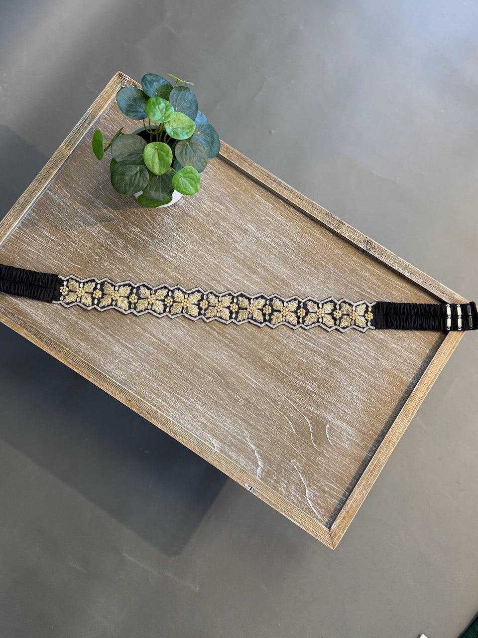 Black Embroidered Belt