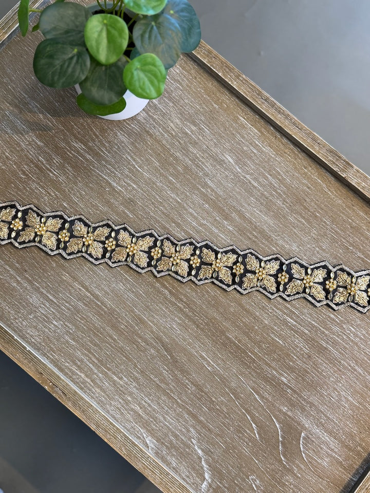 Black Embroidered Belt