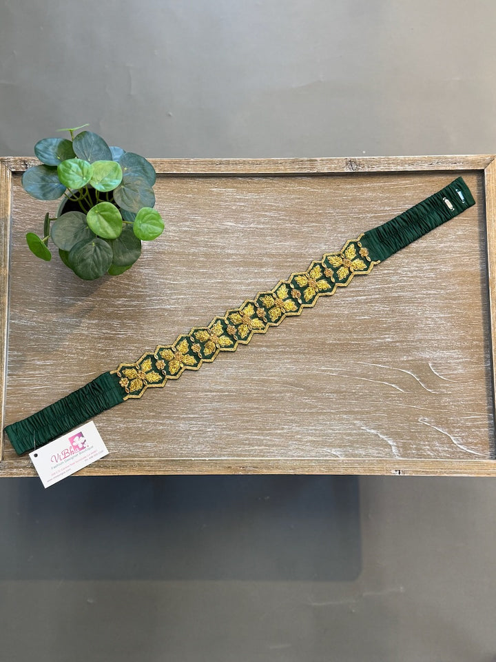 Deep Green Embroidered Belt