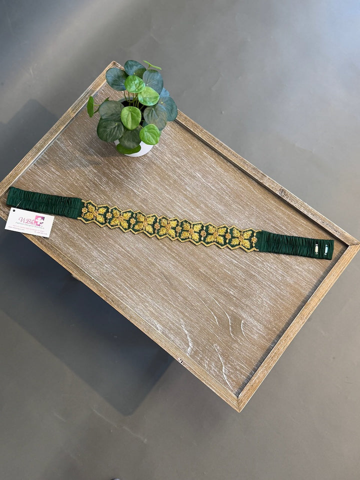 Deep Green Embroidered Belt