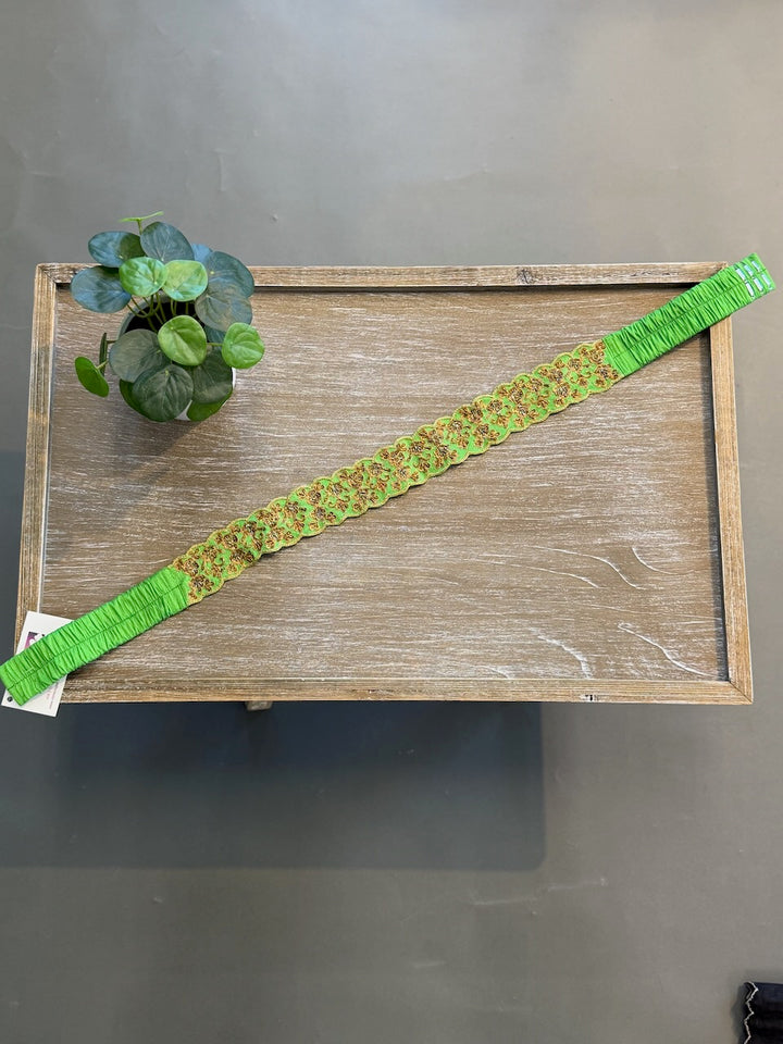 Green Embroidered Belt
