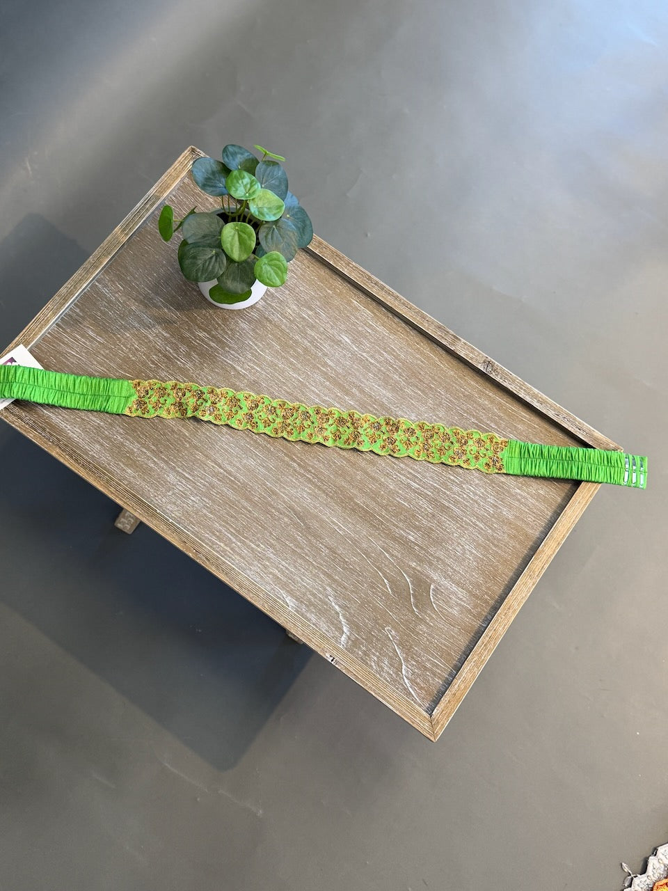 Green Embroidered Belt