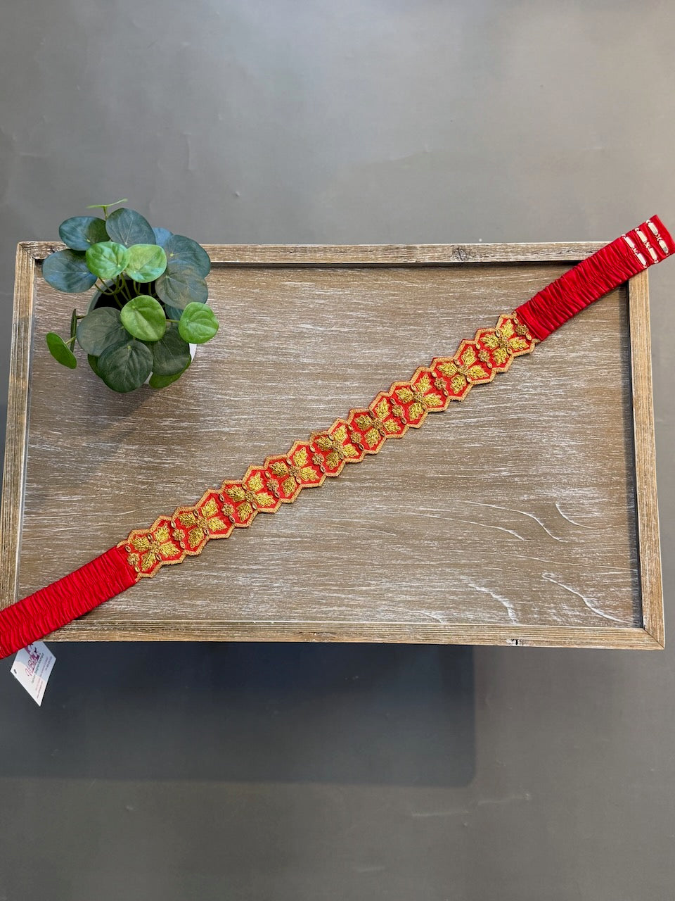 Red Embroidered Belt