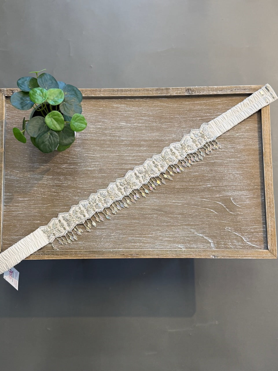 White Embroidered Belt