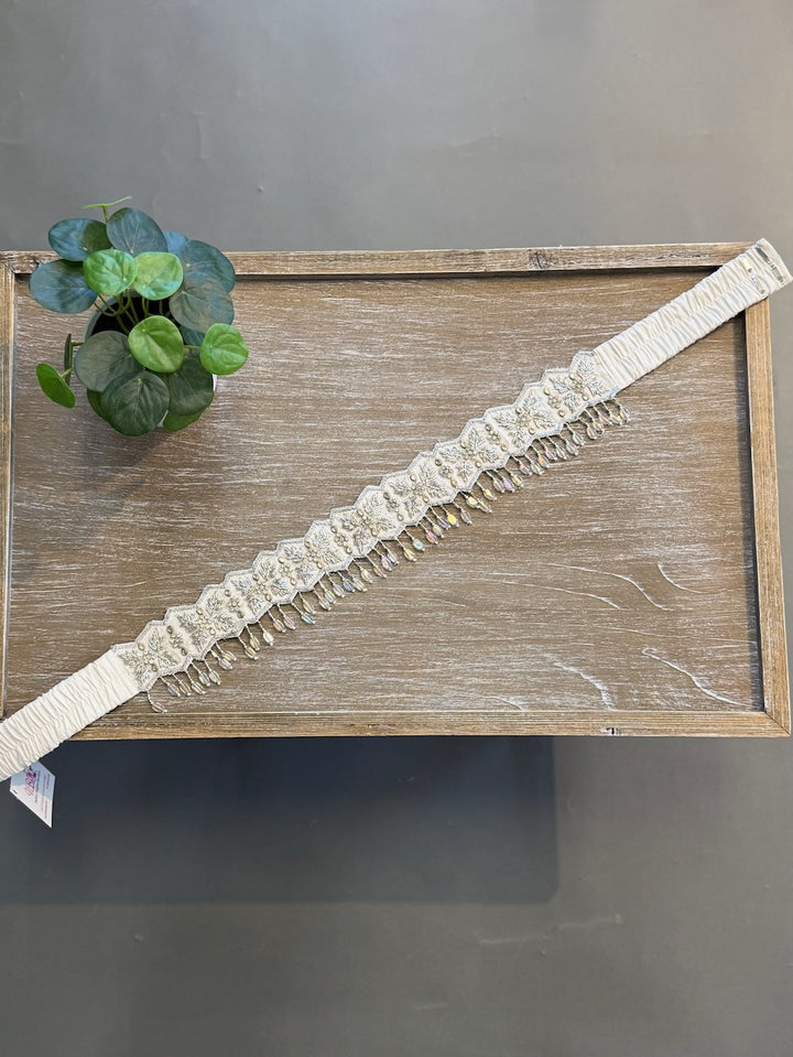 White Embroidered Belt