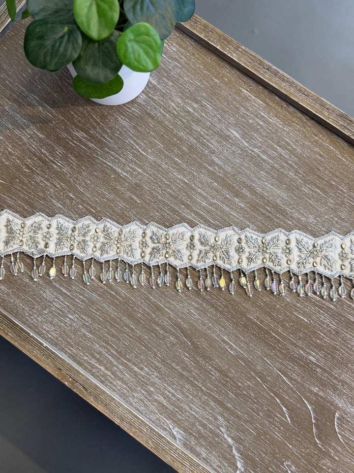 White Embroidered Belt