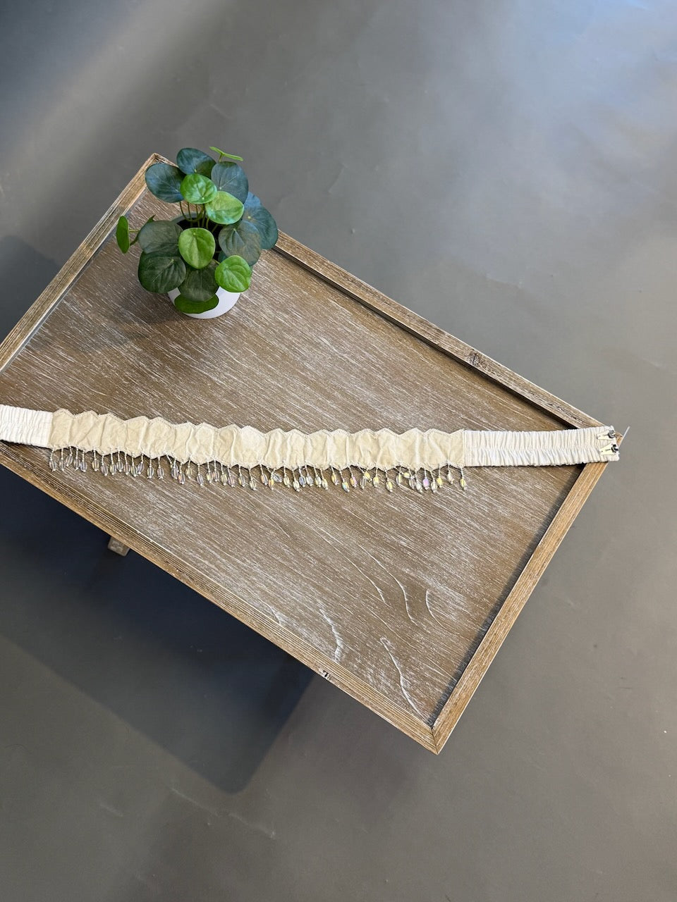 White Embroidered Belt