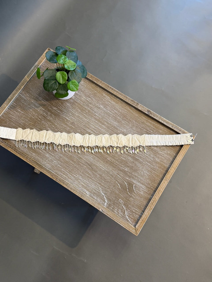 White Embroidered Belt
