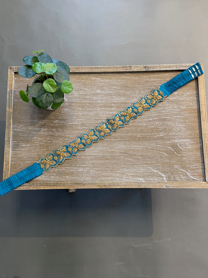Blue Embroidered Belt