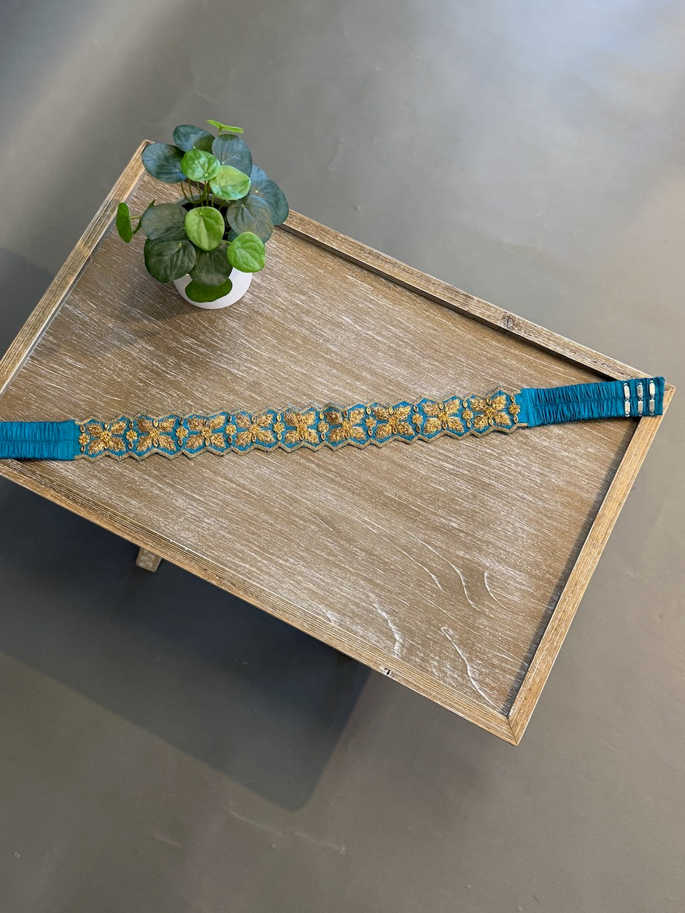 Blue Embroidered Belt