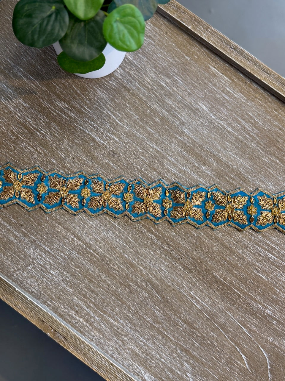 Blue Embroidered Belt