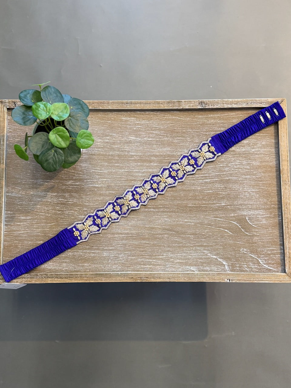 Royal Blue Embroidered Belt