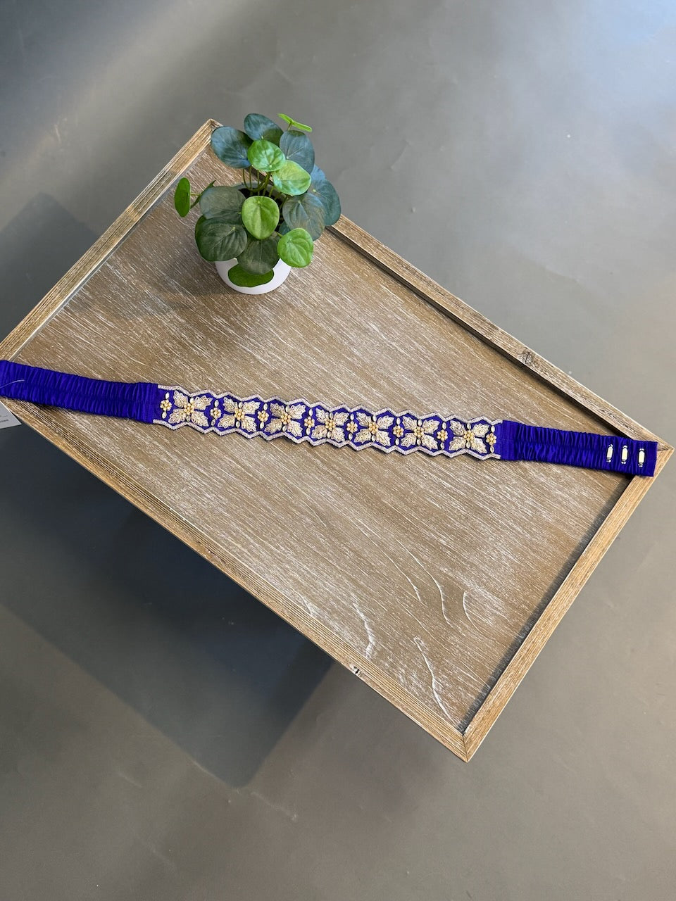 Royal Blue Embroidered Belt