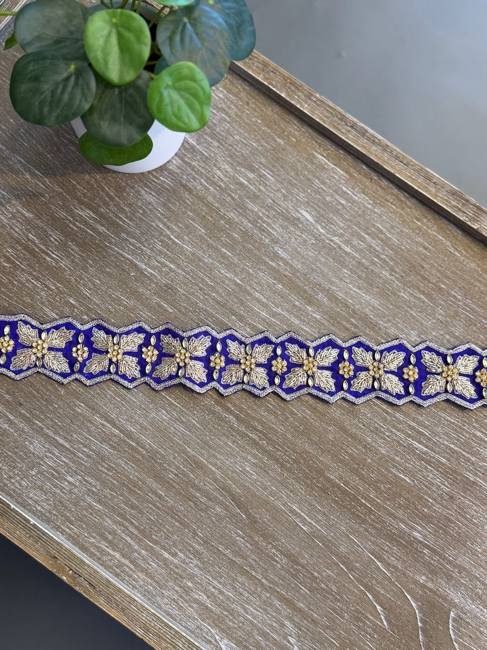 Royal Blue Embroidered Belt