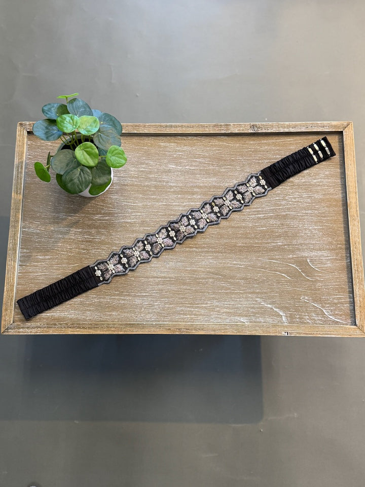 Black Embroidered Belt