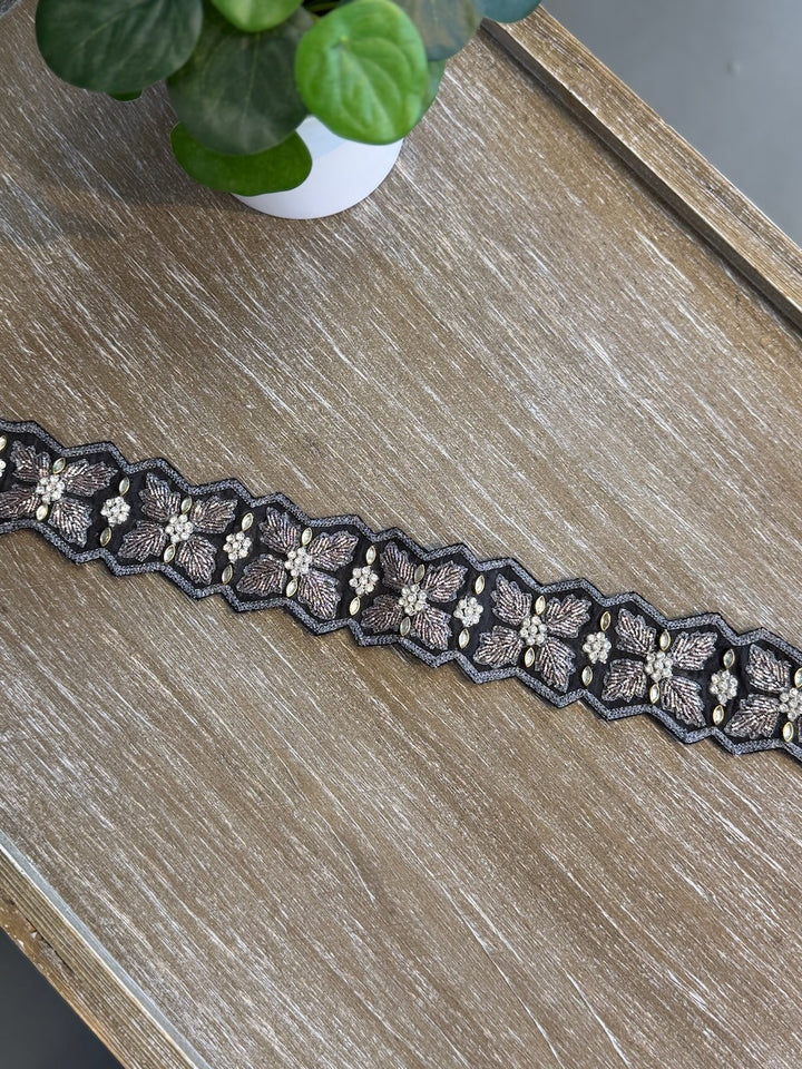 Black Embroidered Belt