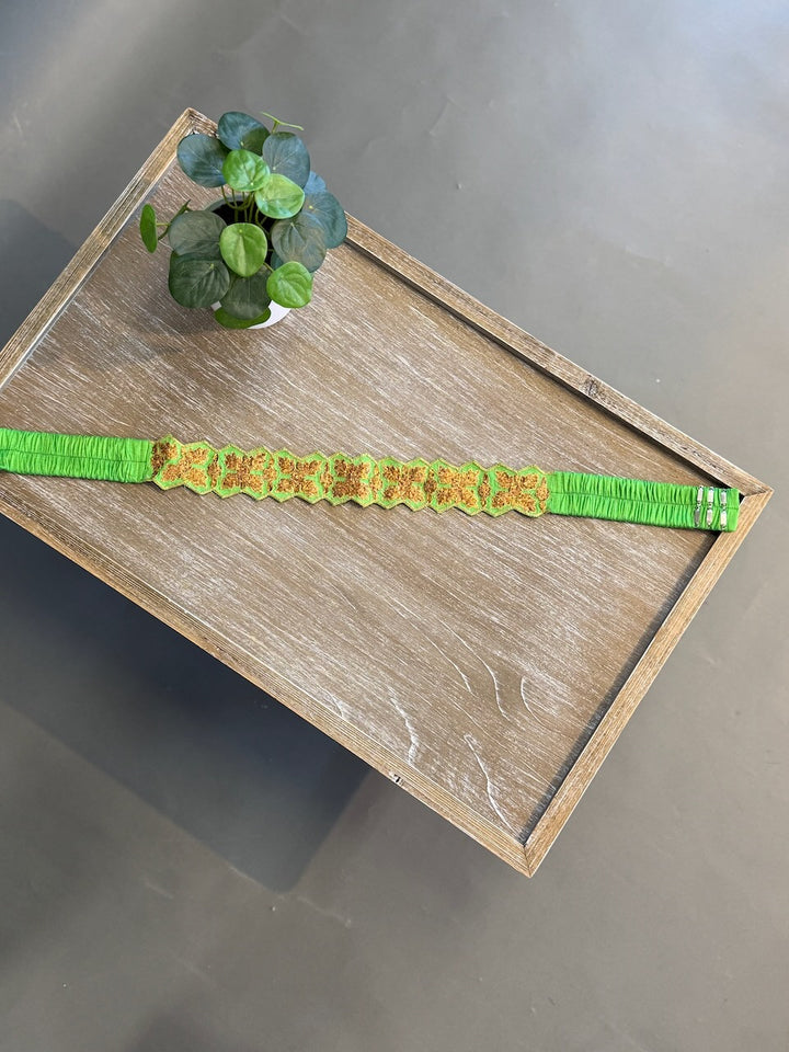 Green Embroidered Belt