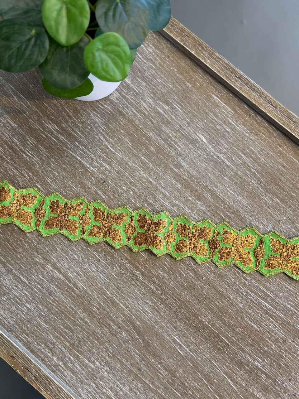 Green Embroidered Belt