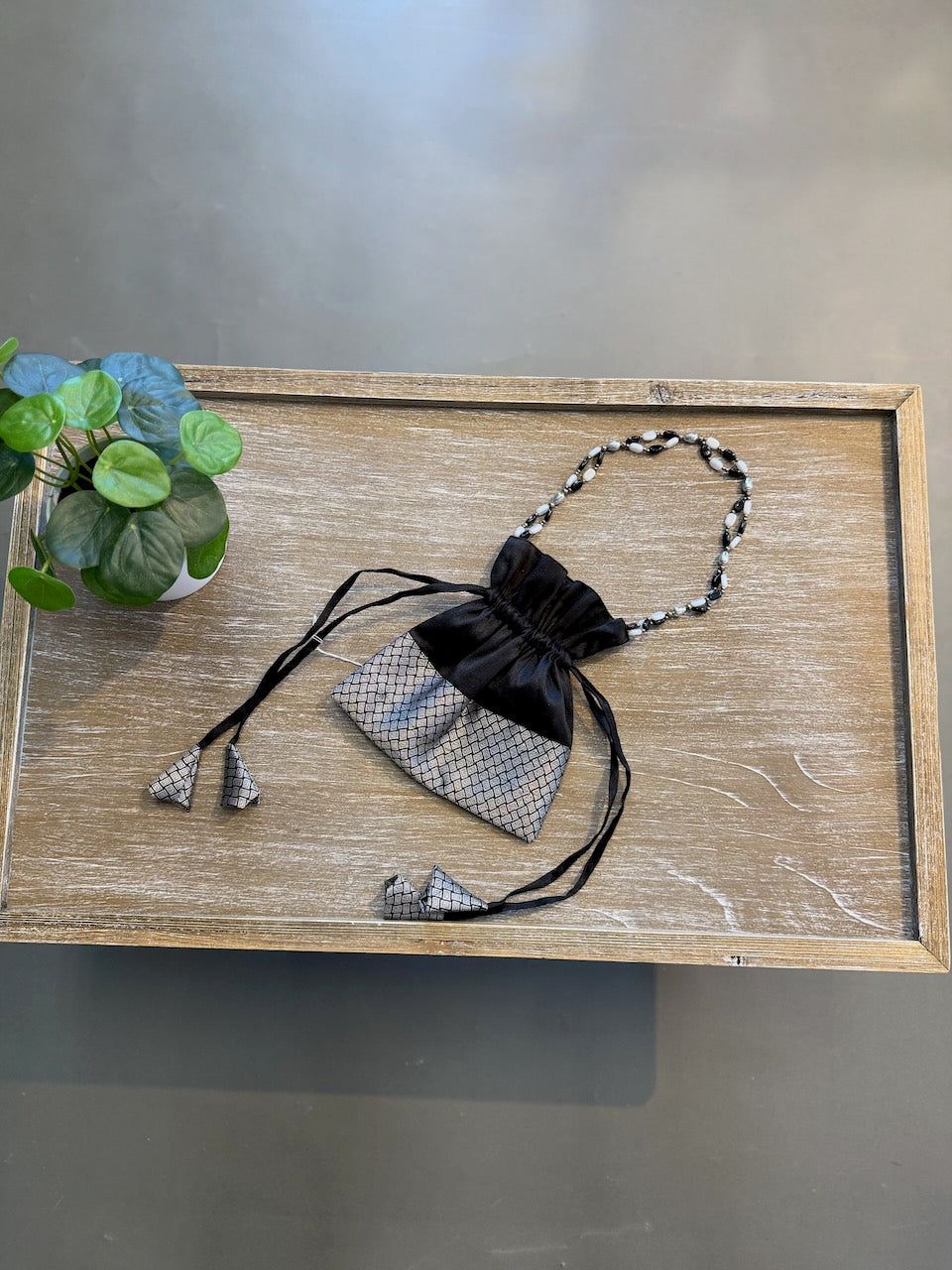 Black Kanchi Potli Bag with Beading