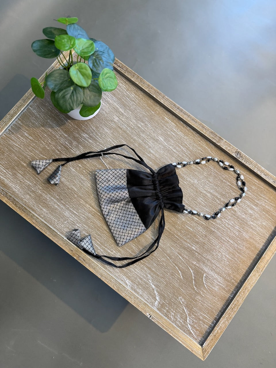 Black Kanchi Potli Bag with Beading