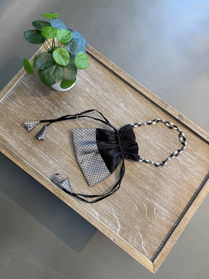 Black Kanchi Potli Bag with Beading