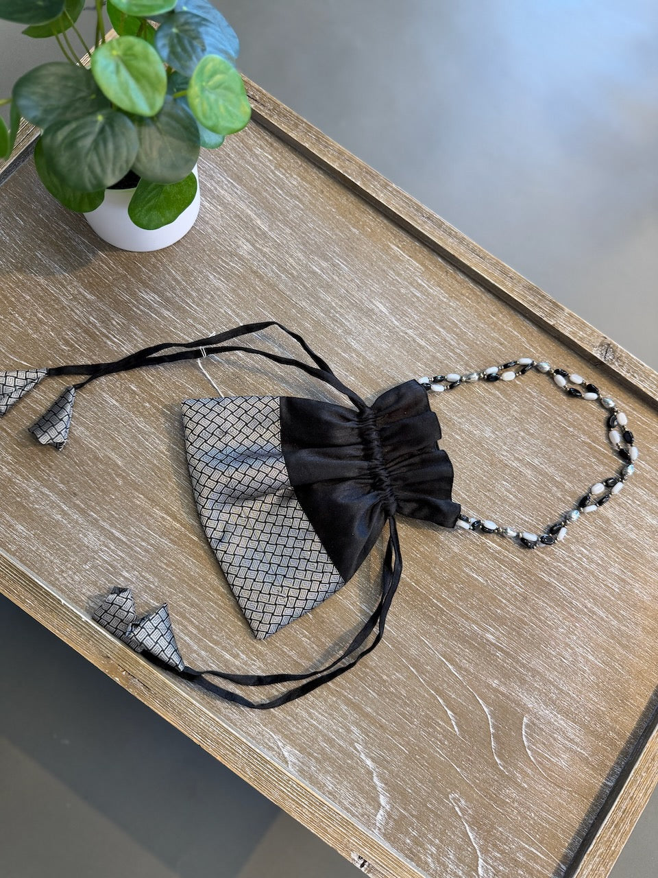 Black Kanchi Potli Bag with Beading
