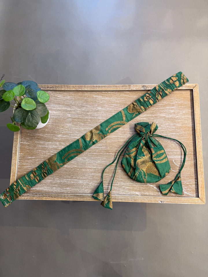Green Benares Potli and Belt Set
