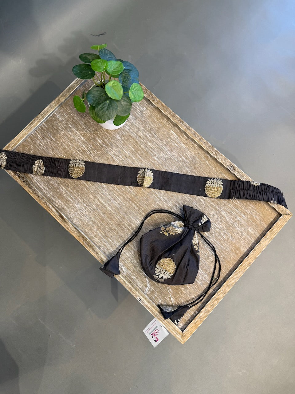 Black Benares Potli and Belt Set