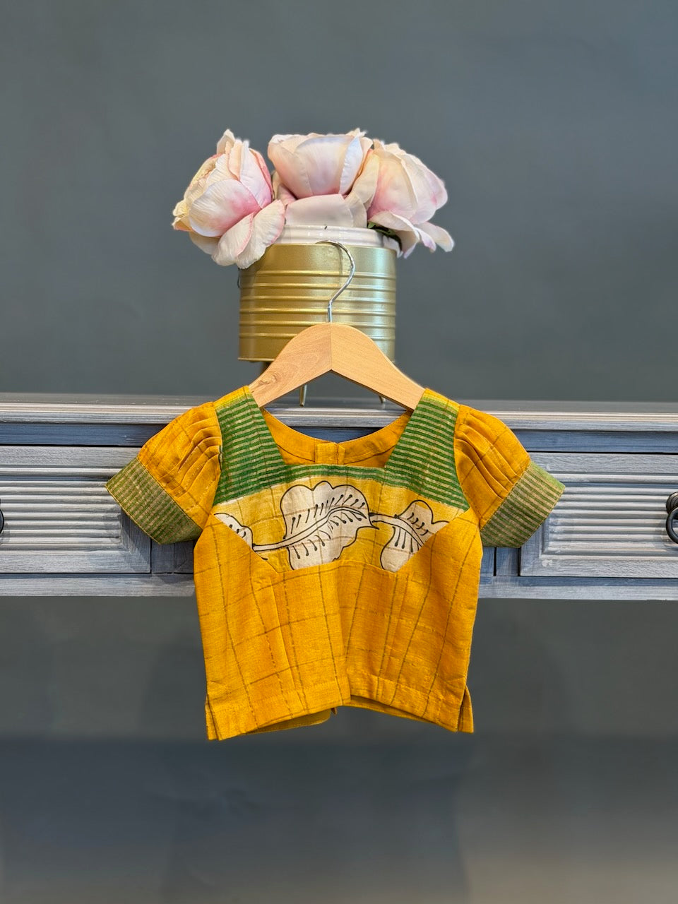 Yellow Kalamkari Skirt and Top