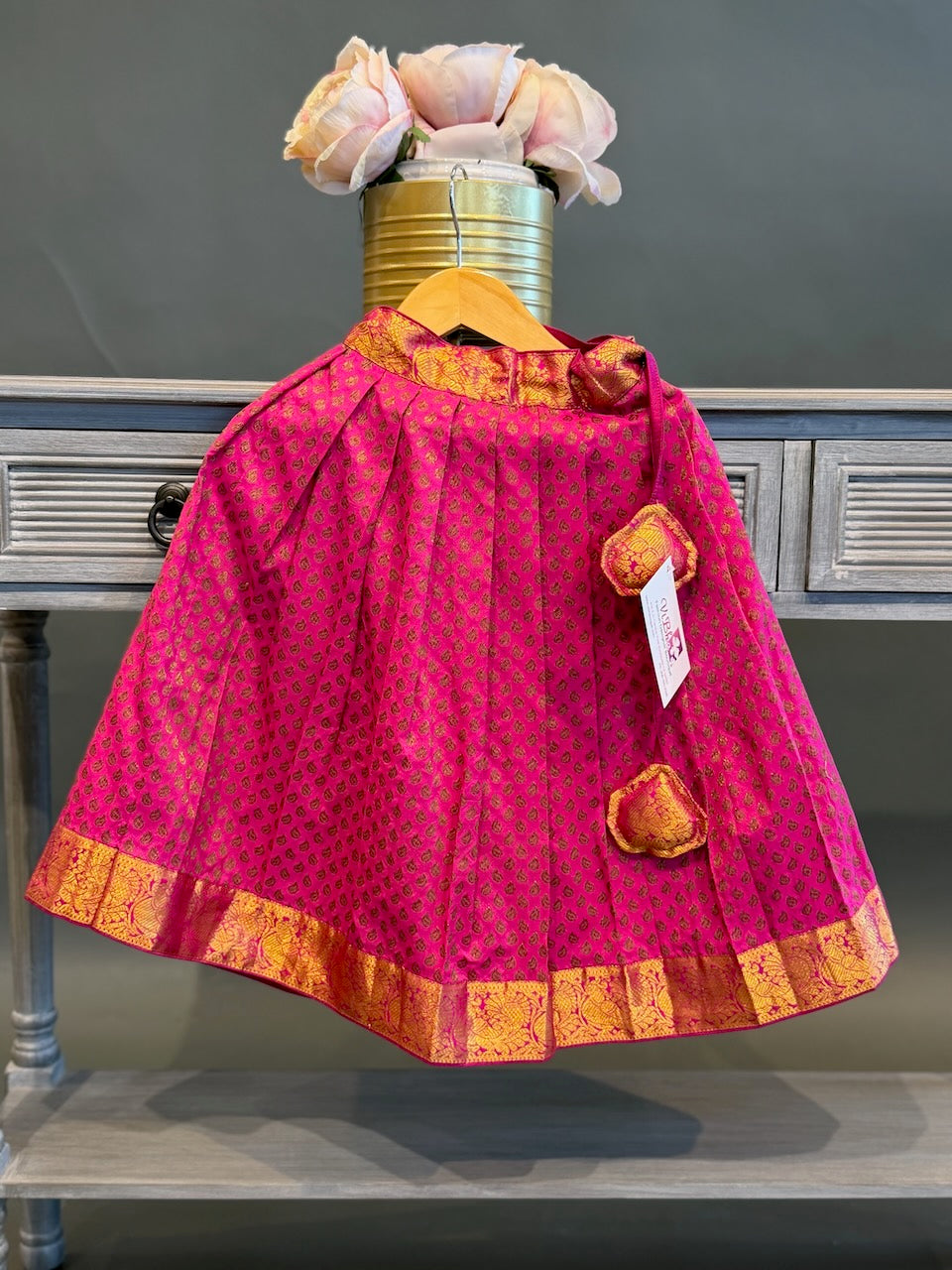 Pink Kanchi Silk Skirt and Contemporary Top